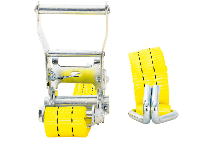 Set di quattro cinghie di trasporto UNITRAILER gialle da 4 m/35 mm/2 t con tenditore