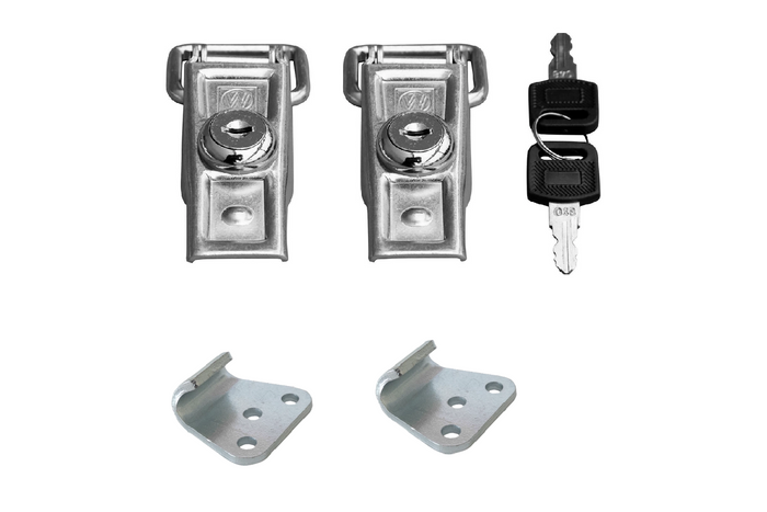 Set di ganci laterali con elementi di fissaggio WINTERHOFF BVS 60-1 + BVSG 60-A, serratura laterale del rimorchio completa con chiave