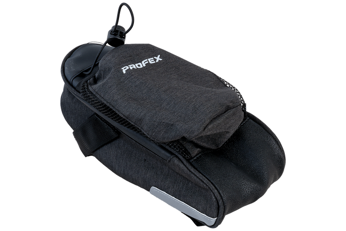 Borsa sottosella lunga per bicicletta PROFEX 82318 Lux nera con tasca portaborraccia