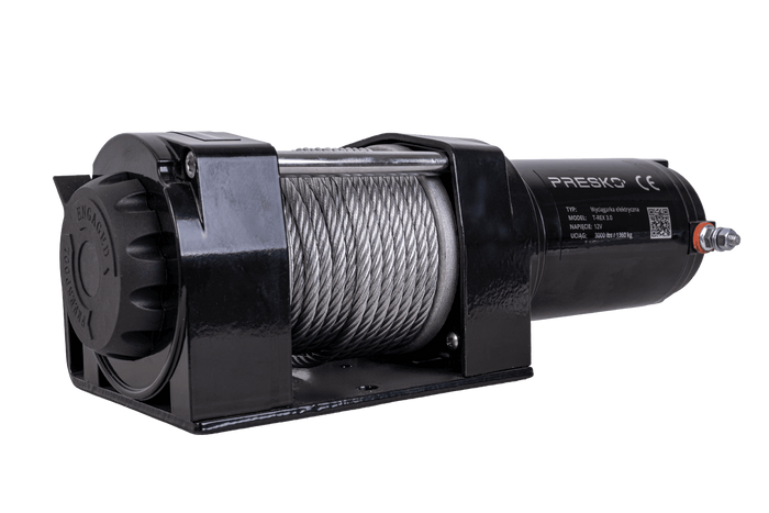 Verricello elettrico per rimorchio PRESKO T-REX 3.0 12V 1360kg con cavo in acciaio da 11m