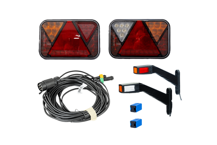 Set luci: luci posteriori a LED FRISTOM FT-270 + luci di posizione laterali a LED FRISTOM FT-145 + cablaggio MANTES 7m 7-PIN