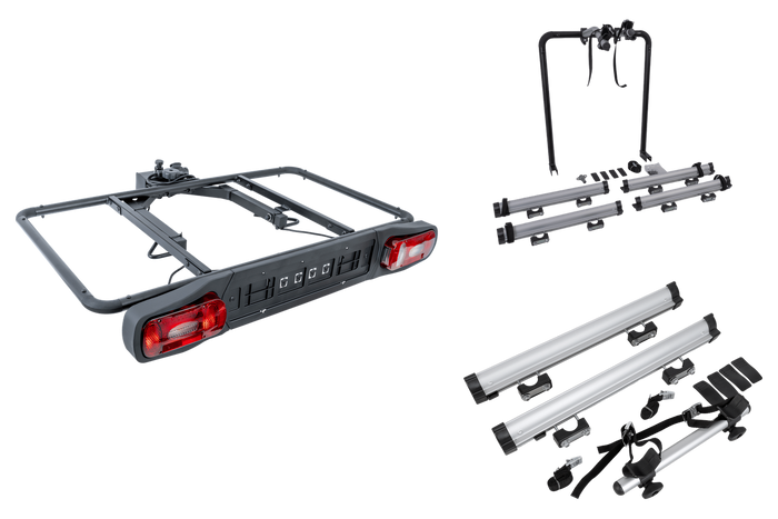 Piattaforma di traino Inter Pack Re-Cargo + adattatore per il trasporto di 3 biciclette