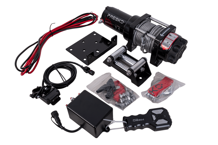 Verricello elettrico per rimorchio PRESKO T-REX 3.5 12V 1590kg con cavo in acciaio da 12 m