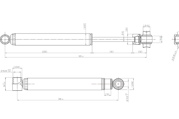 Ammortizzatore per dispositivo di inerzia/freno AL-KO 251S (vecchio tipo) per rimorchio da 2700 kg
