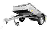 Garden Trailer 201 Rimorchio KIPP con ruotino di appoggio e telo piatto grigio su telaio