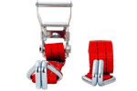Set di quattro cinghie di trasporto UNITRAILER rosse da 6 m/35 mm/2 t con tenditore