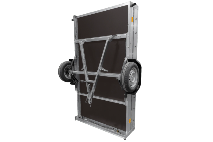 Rimorchio leggero su molle 264x150 UNITRAILER GARDEN 265/R KIPP con sponde in rete, telaio H-0 e copertura blu