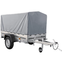 rimorchio carrello leggero senza freni 200x106 con ruotino telone grigio e struttura PTT 750 kg Garden Trailer 200 kipp