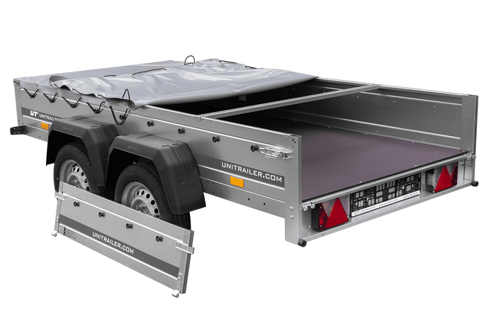 RIMORCHIO LEGGERO BIASSE CON RUOTINO D'APPOGGIO CENTINA H0 E TELONE GRIGIO GARDEN TRAILER 264/2 KIPP