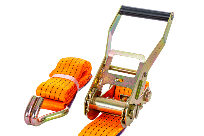 Set di quattro cinghie di trasporto UNITRAILER arancioni da 2 m/50 mm/5 t con tenditore