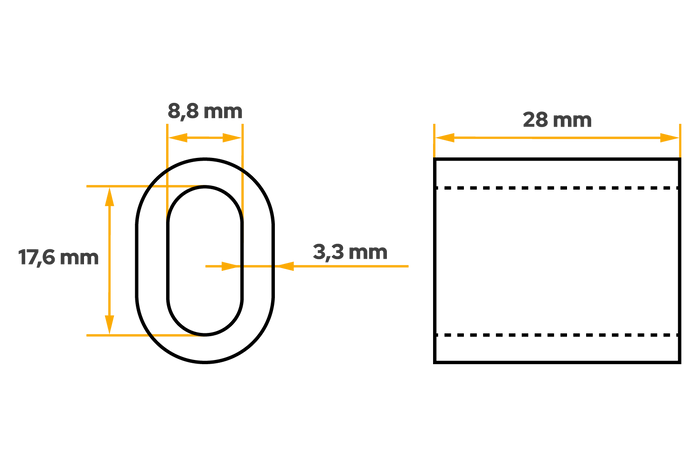 Connettore in alluminio per corde DROMET ZLA.8, manicotto per corde da 8 mm