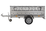 Rimorchio per auto 230x125 UNITRAILER GARDEN 230 KIPP con lati in rete e copertura grigia