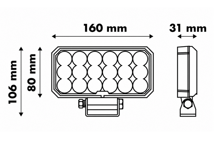 Faro da lavoro a LED con riflettore LAYTZ LY7305, 72 LED, 7000 lm, rettangolare