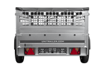 Rimorchio per auto 200x125 UNITRAILER GARDEN 201 KIPP con lati in rete, telaio H-0 e copertura grigia