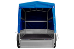 Rimorchio a due assi 264x125 UNITRAILER GARDEN 264/2 KIPP con telaio H-1100 e telone blu