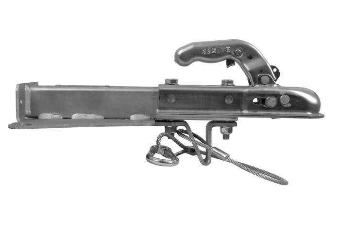 Gancio di traino KNOTT KQ14-A+KZE7.5 per rimorchio da 1400 kg con timone a V.