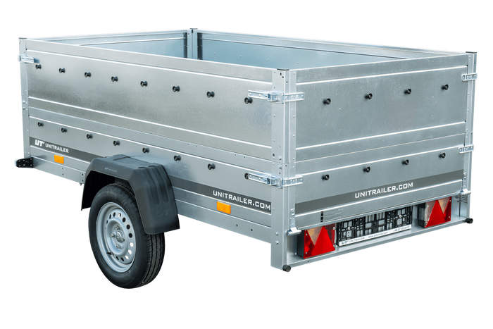 UNITRAILER GARDEN TRAILER 230 KIPP RIMORCHIO LEGGERO 230x125 CON SOVRASPONDE E RUOTINO 