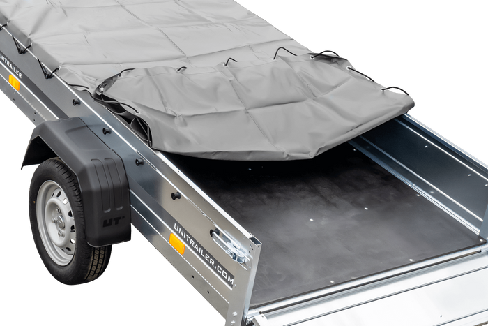 Rimorchio con telo fino a 750 kg Unitrailer Garden Trailer 230 KIPP con ruotino di appoggio e telo piatto grigio