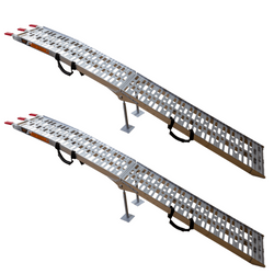 UNITRAILER ALR003 rampe pieghevoli in alluminio per rimorchi, 221 cm, portata 680 kg, con cinghia e supporto, set da 2