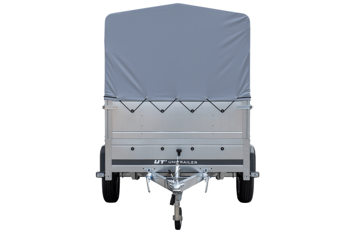 Rimorchio per auto 230x125 UNITRAILER GARDEN 230 KIPP con sponde BIS, telaio H-800 e copertura grigia