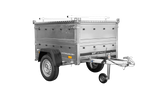 Rimorchio monoasse 150x106 UNITRAILER GARDEN 150 KIPP con sponde BIS e copertura in alluminio