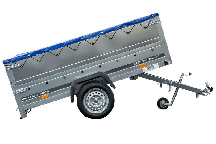 Rimorchio leggero 230x125 UNITRAILER GARDEN 230 KIPP con sponde BIS e telone blu