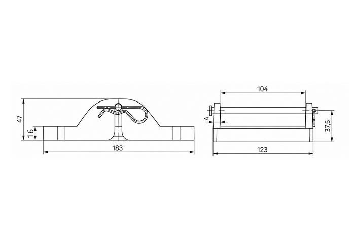 Set di quattro cuscinetti stabilizzatori per rimorchio KNOTT, dimensioni 18x14x4,5 cm.