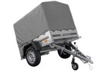 Rimorchio carello trasporto cose rimorchio leggero 750 kg Unitrailer Garden Trailer 150 kipp con ruotino centina e telo grigio