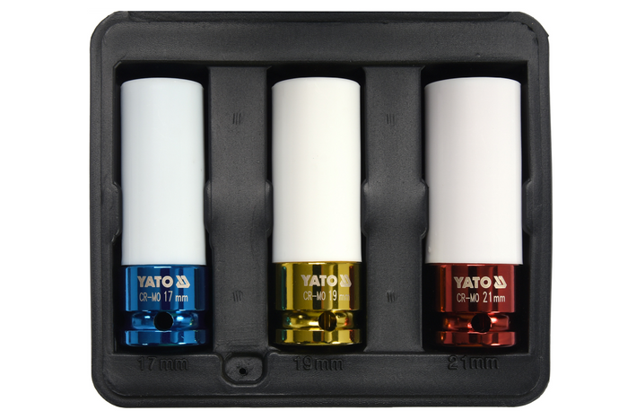 Bussole a percussione per cerchi in alluminio YATO YT-1056 17-21mm 3 pezzi.