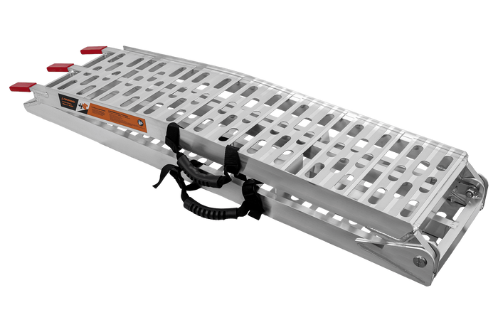 UNITRAILER ALR003 rampa pieghevole in alluminio per rimorchio 221 cm 340 kg con cinghia e supporto