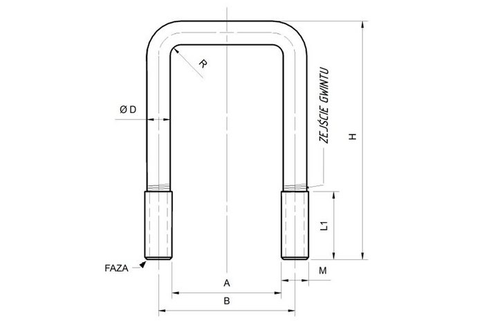 Bullone a U tipo C M8 x 49 x 90 (1 1/2")