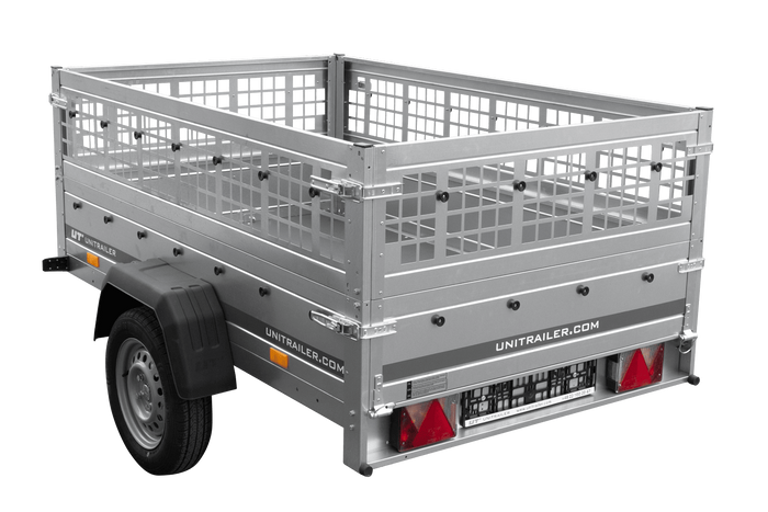 Rimorchio monoasse 200x125 UNITRAILER GARDEN 201 KIPP con sponde in rete