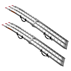 UNITRAILER ALR002 rampe pieghevoli in alluminio per rimorchi, 221 cm, portata 680 kg, con cinghia, set da 2