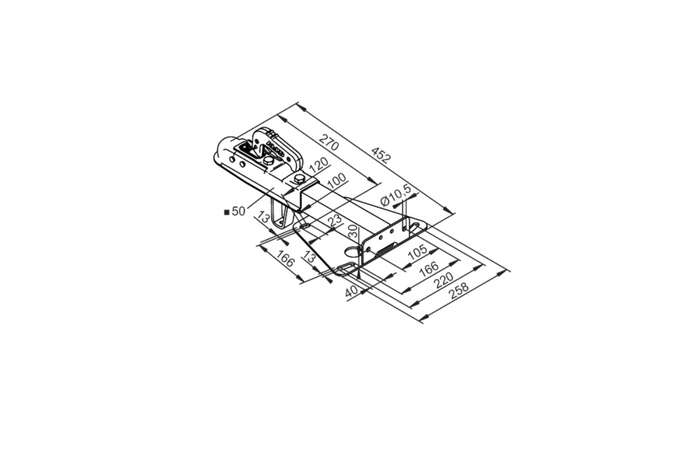 Gancio di traino AL-KO AK7 75VR per rimorchio da 750 kg con timone a V.