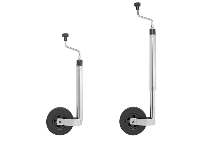 Ruota di supporto ProPlus 341510, portata 150 kg, larghezza 48 mm, escursione 800-1040 mm con scala graduata.