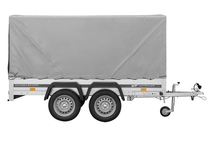 Rimorchio a due assi 264x125 UNITRAILER GARDEN 264/2 KIPP con telaio H-1100 e telone grigio