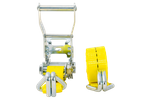 Set di quattro cinghie di trasporto UNITRAILER con tenditore, 4 m/25 mm/1 t, colore giallo.