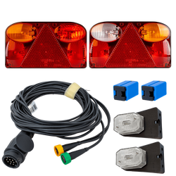 Set luci: luci posteriori FRISTOM FT-088 + luci di posizione laterali ASPÖCK FLEXIPOINT I + cablaggio MANTES 5,2 m 13 PIN