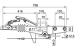 Dispositivo di inerzia AL-KO 60S/2 con gancio AK161 per rimorchio da 750 kg con timone quadro
