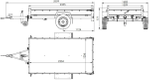 Rimorchio monoasse 230x125 UNITRAILER GARDEN 230 KIPP con telaio H-800 e copertura grigia