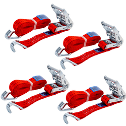 Set di quattro cinghie di trasporto UNITRAILER rosse da 6 m/35 mm/2 t con tenditore