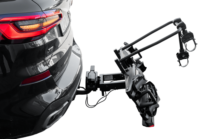 Inter Pack Velox 2 LED - portabici pieghevole da gancio traino per 2 biciclette con luci a LED (nero)