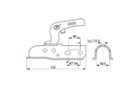 Gancio di traino a sfera STEELPRESS ZSK-1700D per rimorchio da 1700 kg con timone tubolare da 50 mm