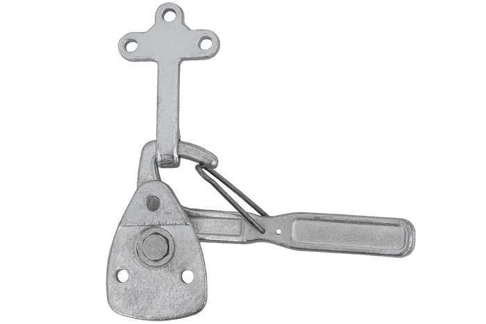 Gancio di traino sinistro con dispositivo di fissaggio WINTERHOFF WV 10-L + WVG 10-A, chiusura completa del lato del rimorchio