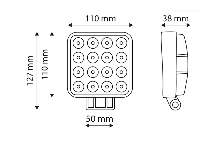 Faro da lavoro a LED con riflettore TT TECHNOLOGY TT.13208M, 16 LED, 3400 lm con magnete