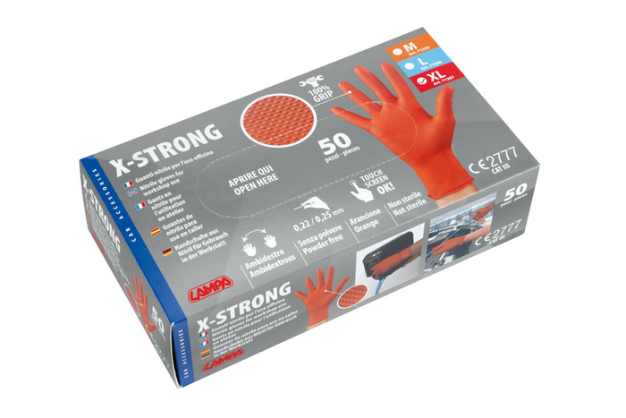 Guanti da officina LAMPA X-Strong XL in nitrile 50 pz.