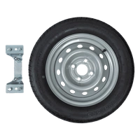 Ruota di scorta per rimorchio con staffa PNEUMATICO LINGLONG 155/70 R13 75N CERCHIO UNITRAILER 4Jx13"H2 4x100 ET:30