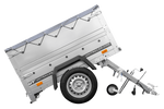 Rimorchio leggero 150x106 UNITRAILER GARDEN 150 KIPP con sponde BIS e telone grigio