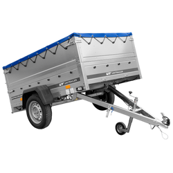 Rimorchio per auto 200x125 UNITRAILER GARDEN 201 KIPP con sponde BIS e telone blu