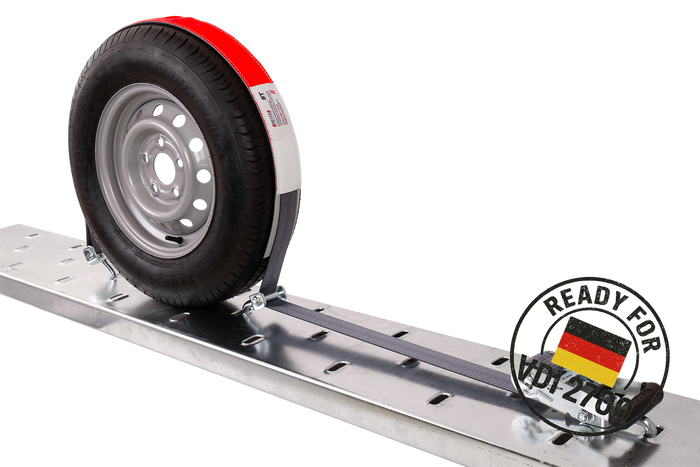 Set di quattro cinghie di trasporto per rimorchi HEFFA CARLINE 130, cinghie di fissaggio ruote 2,8 m/50 mm/5 t VDI 2700
